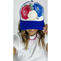 Blue Floral Patriotic Hat:The Rustic Buffalo Boutique