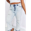 Camille Acid Wash Crop Straight Jeans:The Rustic Buffalo Boutique