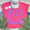 Checkered Happy Face Puff Print Tee:The Rustic Buffalo Boutique