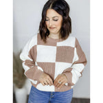 Checkered Long Sleeve Sweater:The Rustic Buffalo Boutique