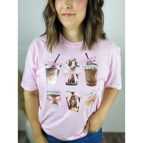 Coffee Bow Graphic Tee:The Rustic Buffalo Boutique