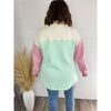 Color Block Button Up Long Sleeve Shacket:The Rustic Buffalo Boutique