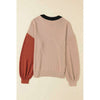 Contrast Round Neck Dropped Shoulder Sweater:The Rustic Buffalo Boutique