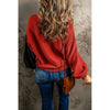 Contrast Round Neck Dropped Shoulder Sweater:The Rustic Buffalo Boutique