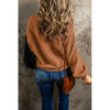 Contrast Round Neck Dropped Shoulder Sweater:The Rustic Buffalo Boutique