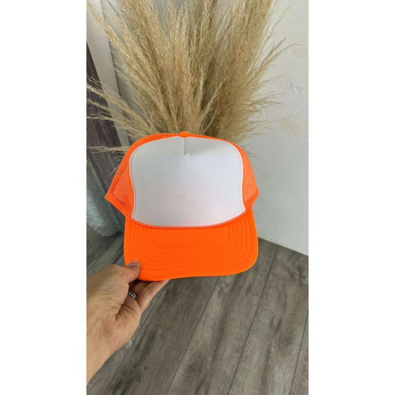 Create Your Own Floral Trucker Hat Neon Orange:The Rustic Buffalo Boutique