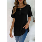 Cuffed Sleeve Henley Top:The Rustic Buffalo Boutique