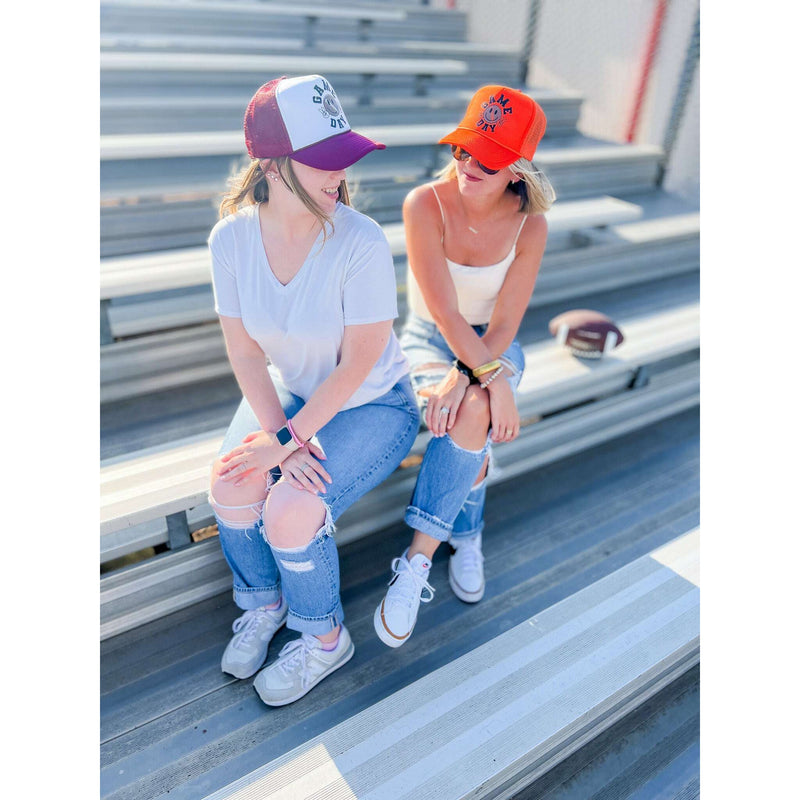 Football Smiley Face Game Day Vinyl Hat:The Rustic Buffalo Boutique