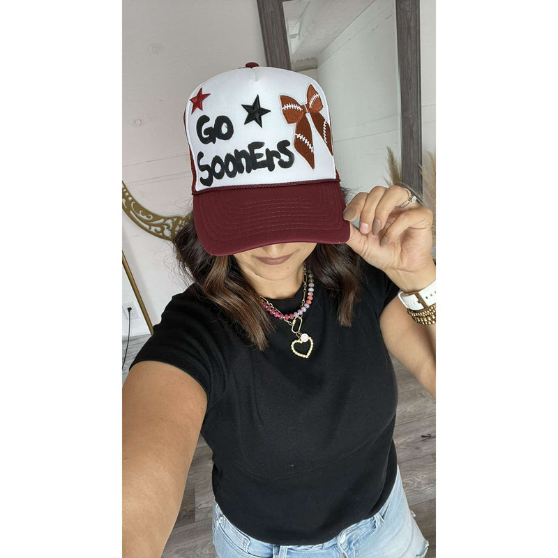 Go Sooners Hand-Painted Hat:The Rustic Buffalo Boutique