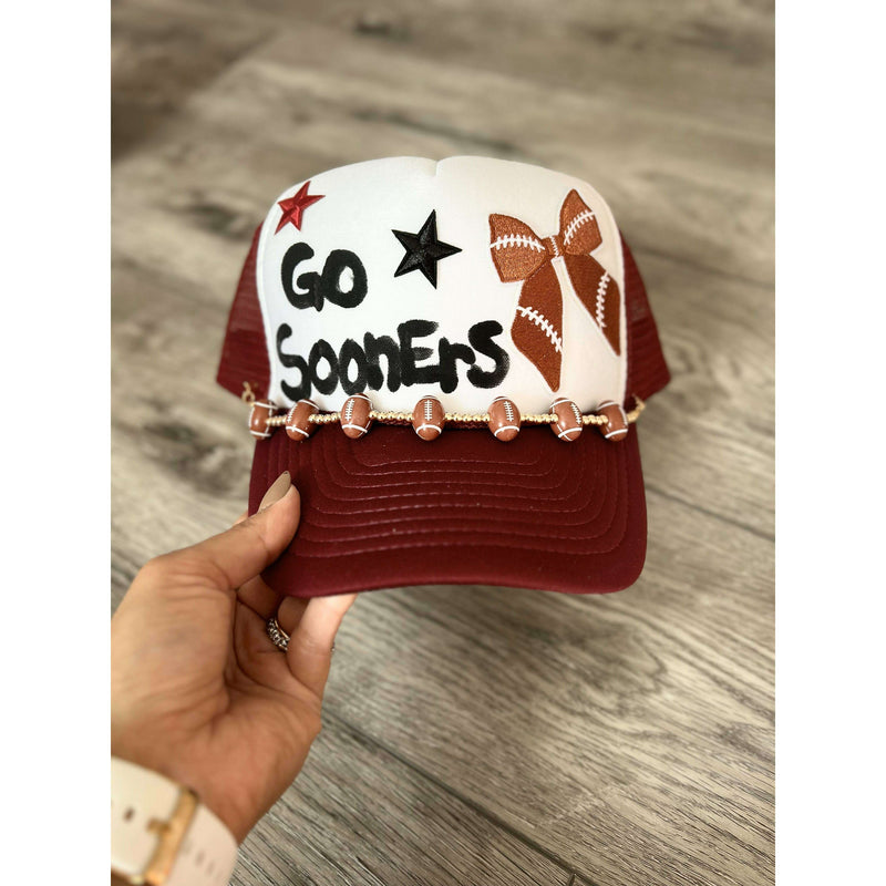 Go Sooners Hand-Painted Hat:The Rustic Buffalo Boutique