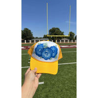 Gold & Blue Floral Game Day Hat:The Rustic Buffalo Boutique