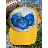 Gold & Blue Floral Game Day Hat:The Rustic Buffalo Boutique