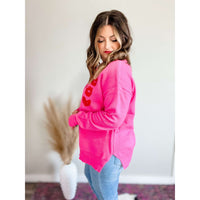 Lip Graphic Dropped Shoulder Sweater:The Rustic Buffalo Boutique
