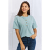 Made For You Button Down Waffle Top in Blue:The Rustic Buffalo Boutique