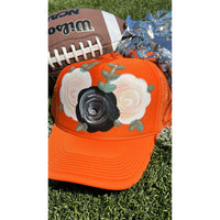 Orange Floral Gameday Hat:The Rustic Buffalo Boutique