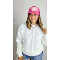 Pink with Pink Floral Trucker Hat:The Rustic Buffalo Boutique