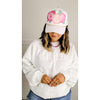 White with Pink Floral Trucker Hat:The Rustic Buffalo Boutique