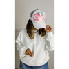 White with Pink Floral Trucker Hat:The Rustic Buffalo Boutique