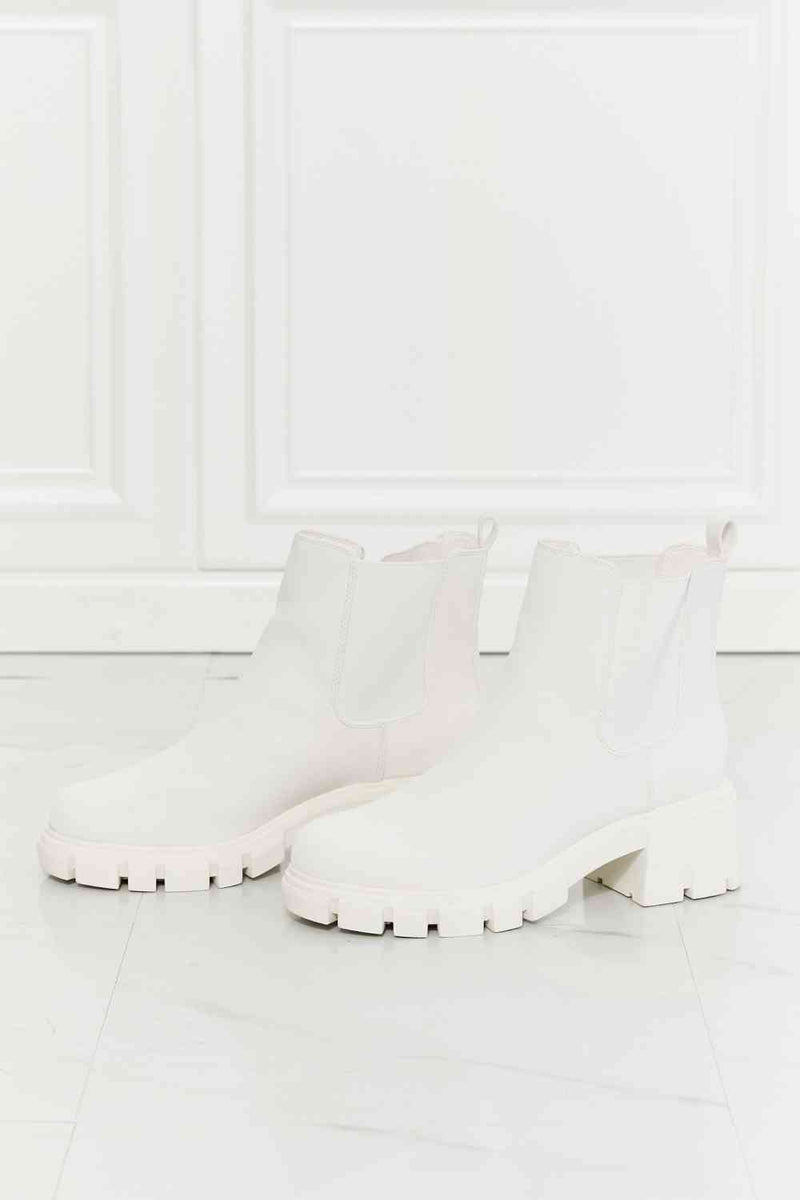 Work For It Matte Lug Sole Chelsea Boots in White