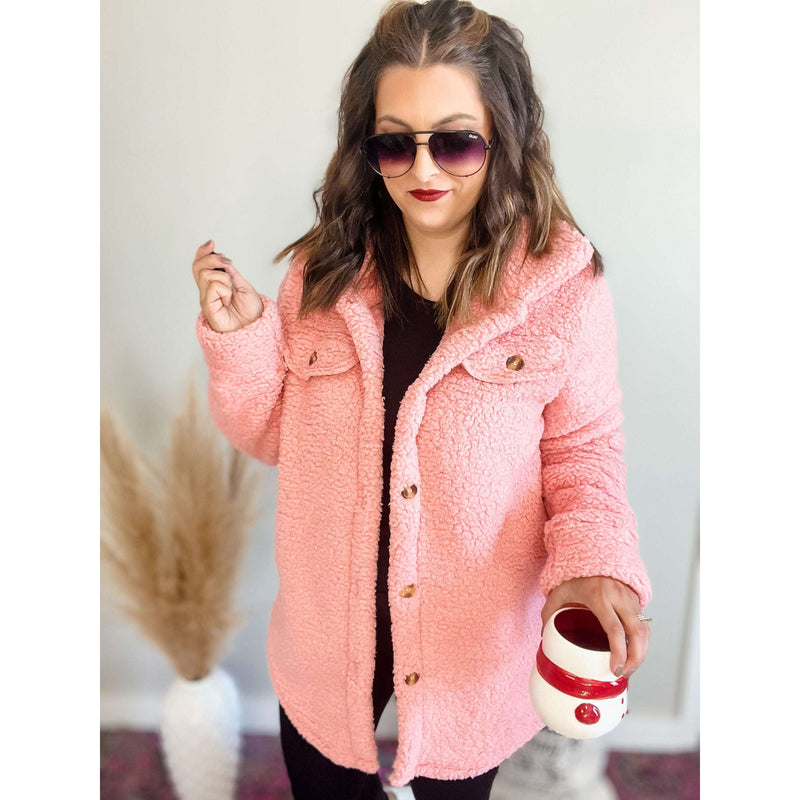Teddy Button Up Jacket:The Rustic Buffalo Boutique