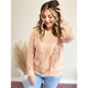 Fringe Detail Ribbed Trim Sweater:The Rustic Buffalo Boutique