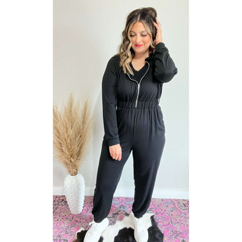 Hooded Jogger Jumpsuit:The Rustic Buffalo Boutique