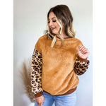 Leopard Fleece Sweatshirt:The Rustic Buffalo Boutique