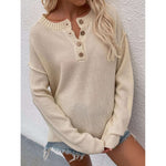 Buttoned Exposed Seam High-Low Sweater:The Rustic Buffalo Boutique