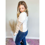 Color Block Exposed Seam Knit Top:The Rustic Buffalo Boutique