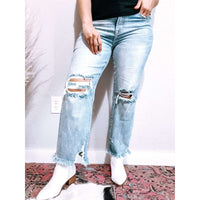 Distressed Cropped Jeans:The Rustic Buffalo Boutique