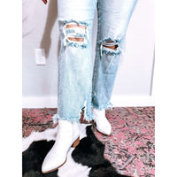 Distressed Cropped Jeans:The Rustic Buffalo Boutique