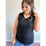 Distressed Round Neck Tank:The Rustic Buffalo Boutique