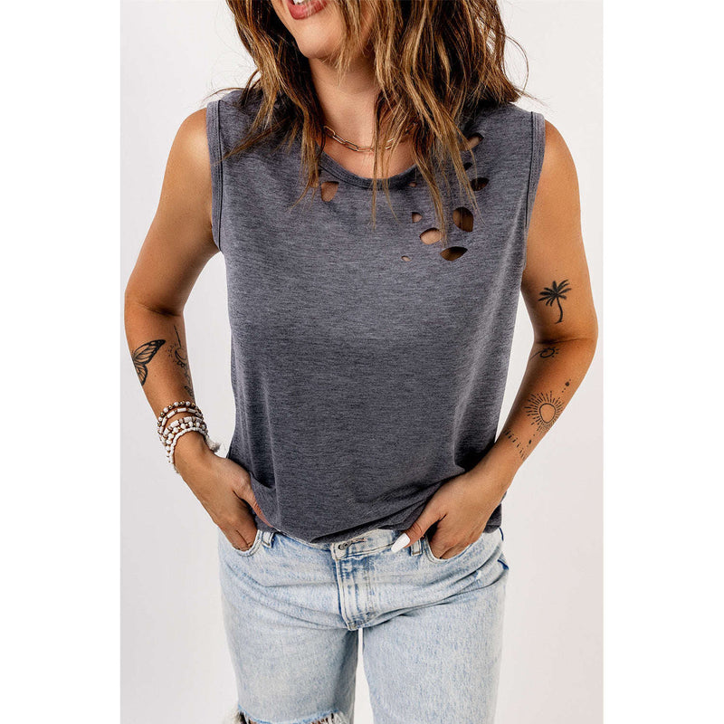 Distressed Round Neck Tank:The Rustic Buffalo Boutique