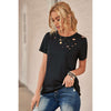 Distressed Short Sleeve Round Neck Tee:The Rustic Buffalo Boutique