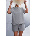 Ruffle Hem Top and Shorts Set with Pockets:The Rustic Buffalo Boutique