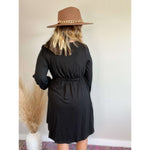 Scoop Neck Empire Waist Long Sleeve Mini Dress:The Rustic Buffalo Boutique