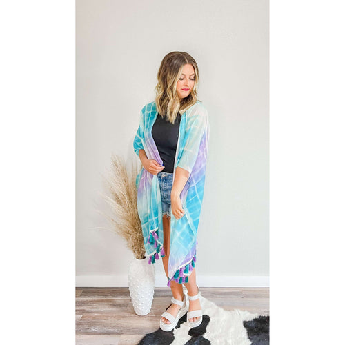 Turquoise Tie Dye Kimono:The Rustic Buffalo Boutique